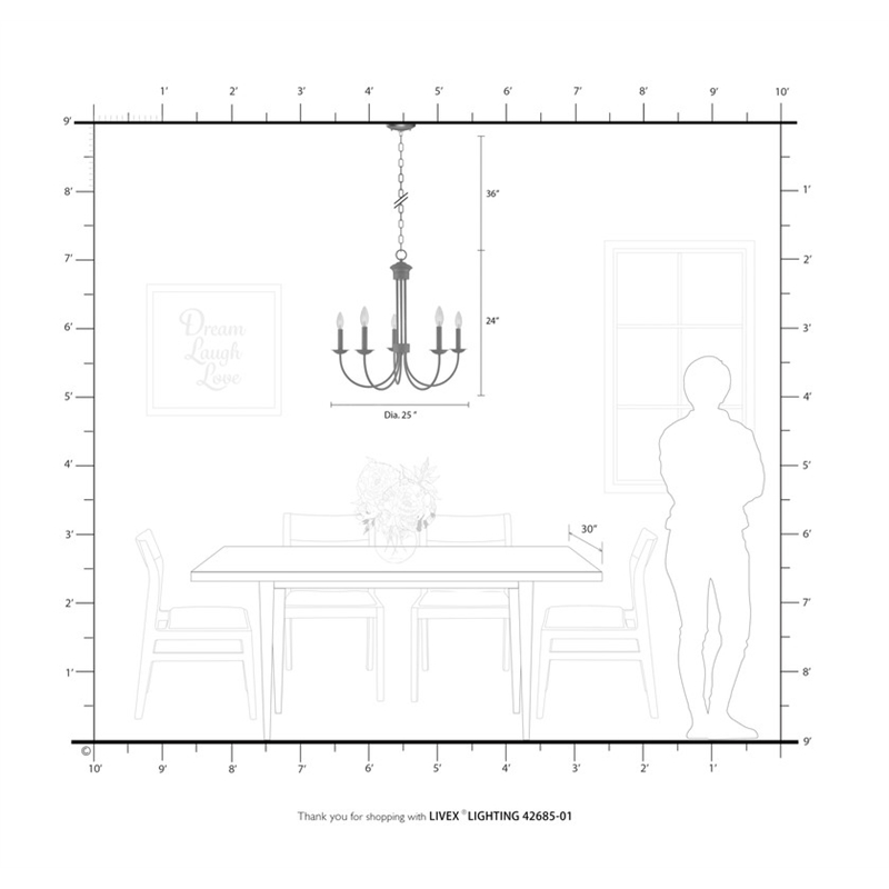 Livex Lighting Estate 5 Light Chandelier in Antique Brass