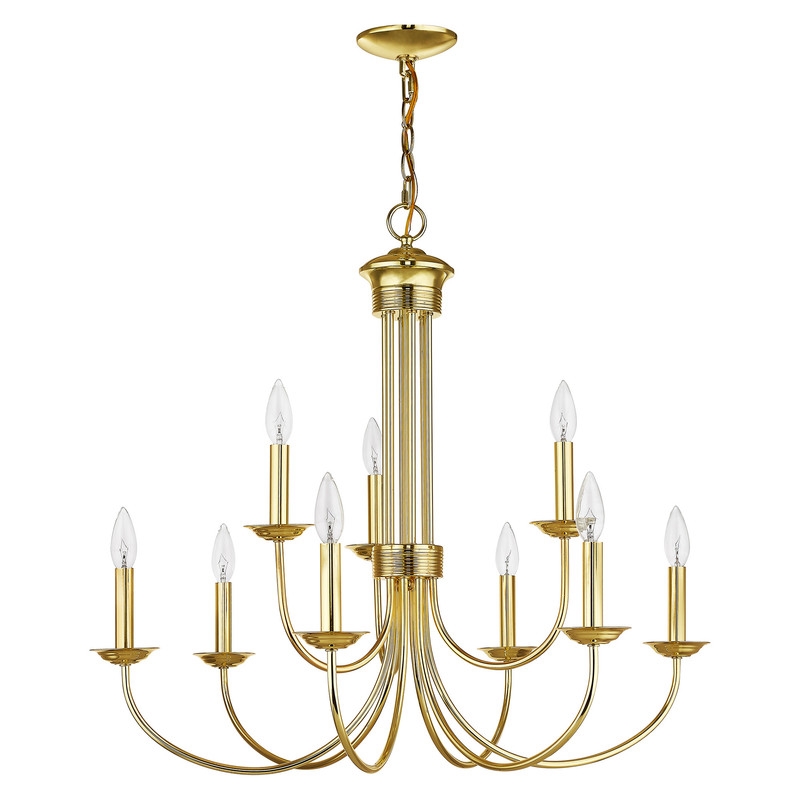 Livex Lighting Estate 9 Light Chandelier in Polished Brass