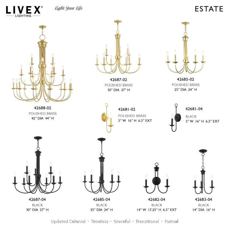 Livex Lighting Estate 9 Light Chandelier in Polished Brass