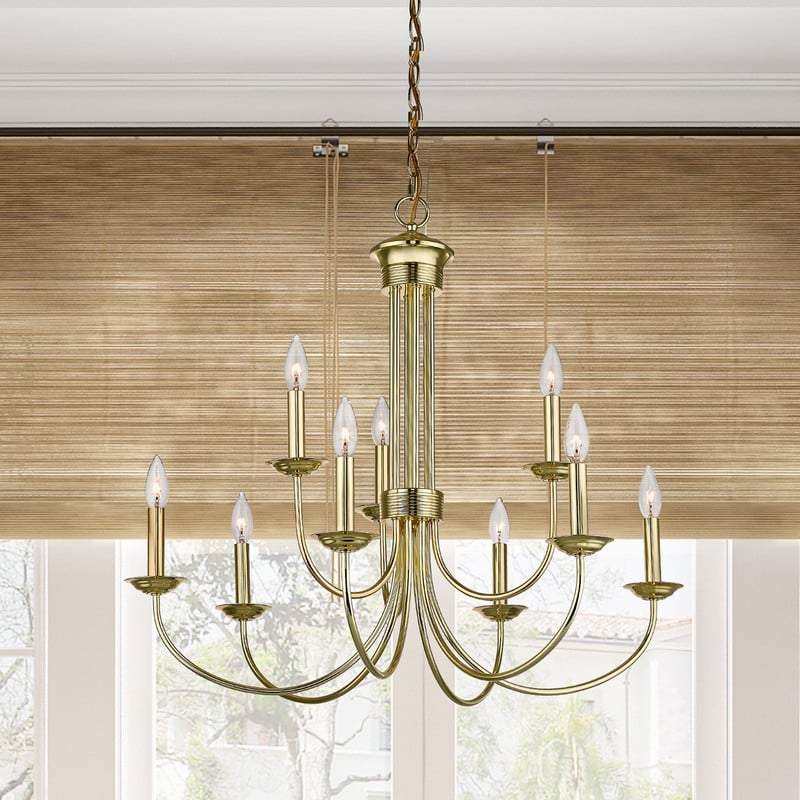 Livex Lighting Estate 9 Light Chandelier in Polished Brass