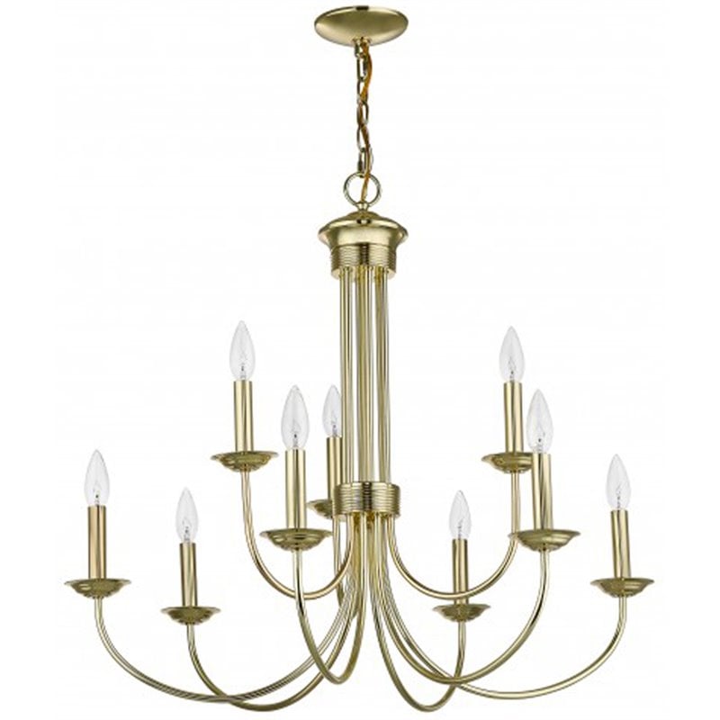 Livex Lighting Estate 9 Light Chandelier in Polished Brass