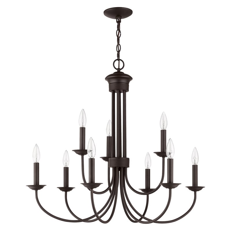Livex Lighting Estate 9 Light Chandelier in Bronze