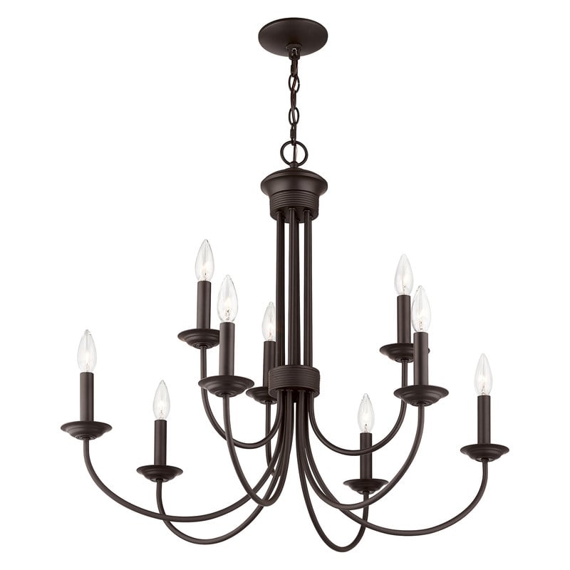 Livex Lighting Estate 9 Light Chandelier in Bronze