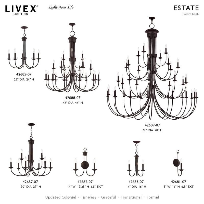 Livex Lighting Estate 9 Light Chandelier in Bronze