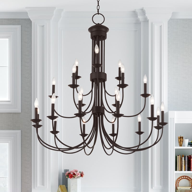 Livex Lighting Estate 15 Light Foyer Chandelier in Bronze