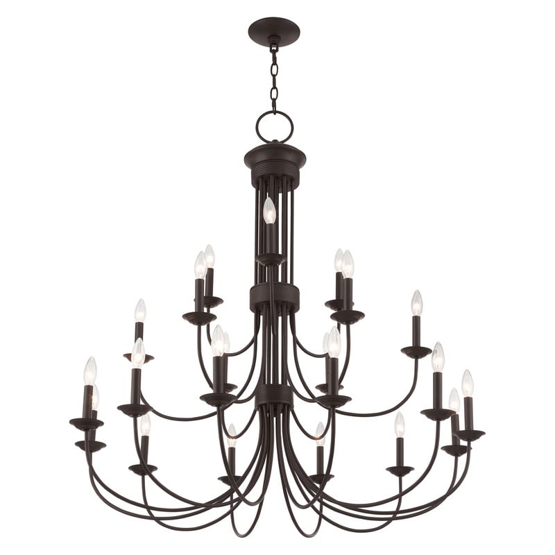 Livex Lighting Estate 15 Light Foyer Chandelier in Bronze