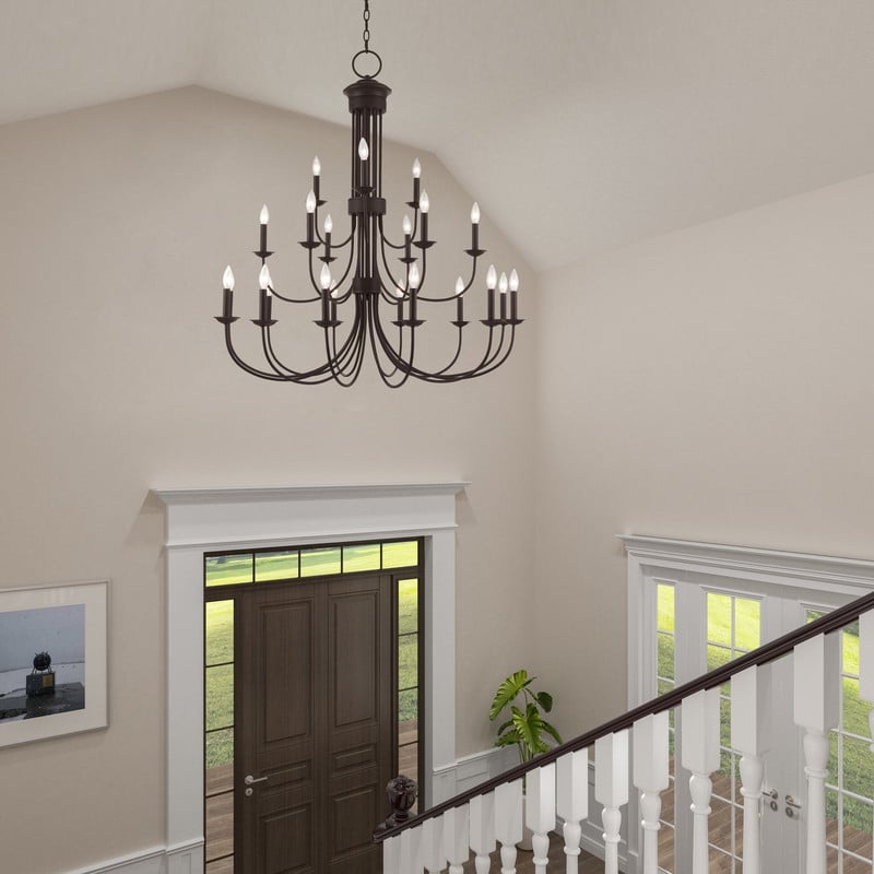 Livex Lighting Estate 15 Light Foyer Chandelier in Bronze