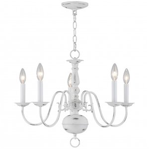 Livex Lighting Williamsburgh 5 Light Chandelier in Antique White