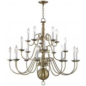 Livex Lighting Williamsburgh 20 Light Foyer Chandelier in Antique Brass