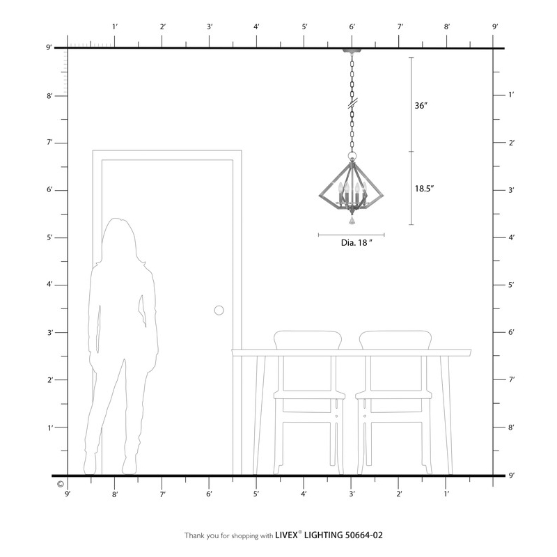 Livex Lighting Diamond 4 Light Chandelier in Polished Brass