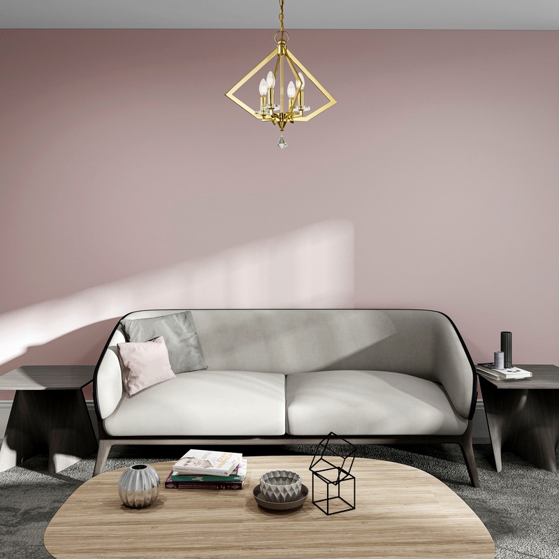 Livex Lighting Diamond 4 Light Chandelier in Polished Brass