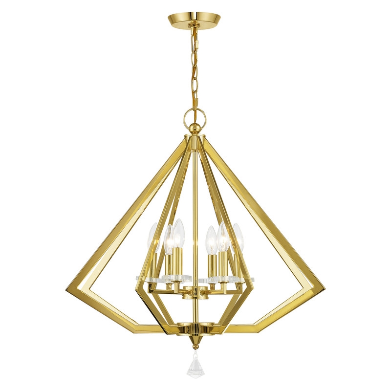 Livex Lighting Diamond 6 Light Chandelier in Polished Brass
