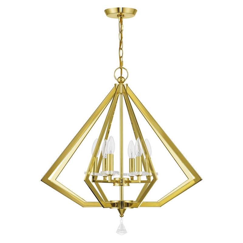 Livex Lighting Diamond 6 Light Chandelier in Polished Brass