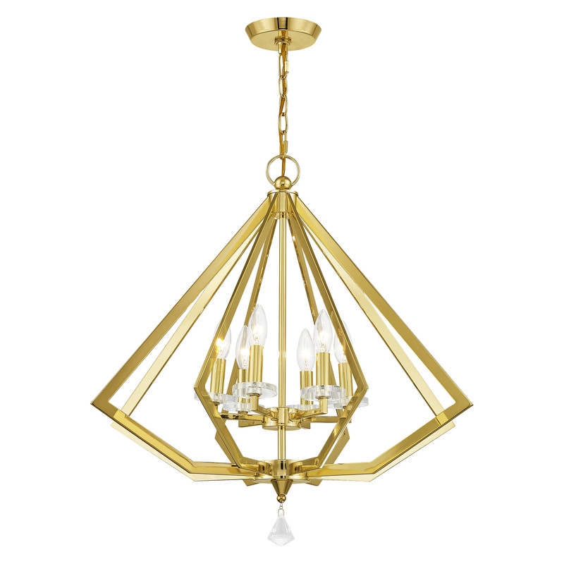 Livex Lighting Diamond 6 Light Chandelier in Polished Brass