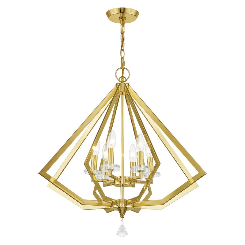 Livex Lighting Diamond 6 Light Chandelier in Polished Brass