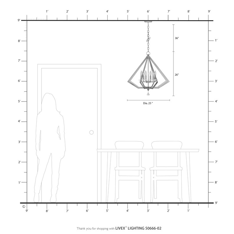 Livex Lighting Diamond 6 Light Chandelier in Polished Brass