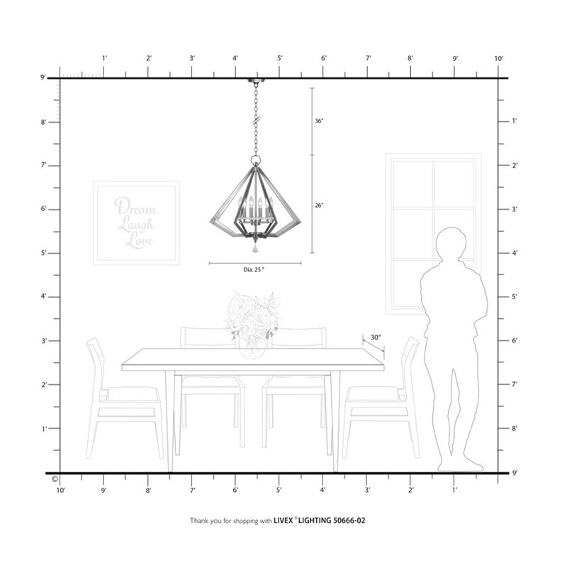 Livex Lighting Diamond 6 Light Chandelier in Polished Brass
