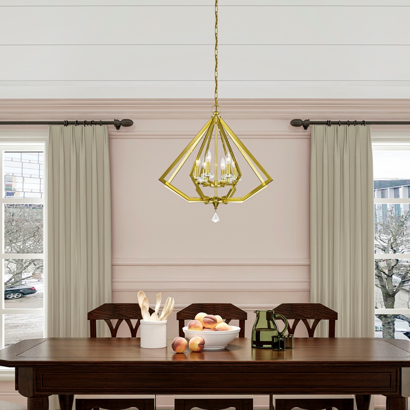 Livex Lighting Diamond 6 Light Chandelier in Polished Brass