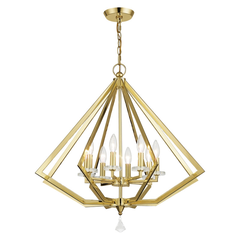Livex Lighting Diamond 8 Light Chandelier in Polished Brass