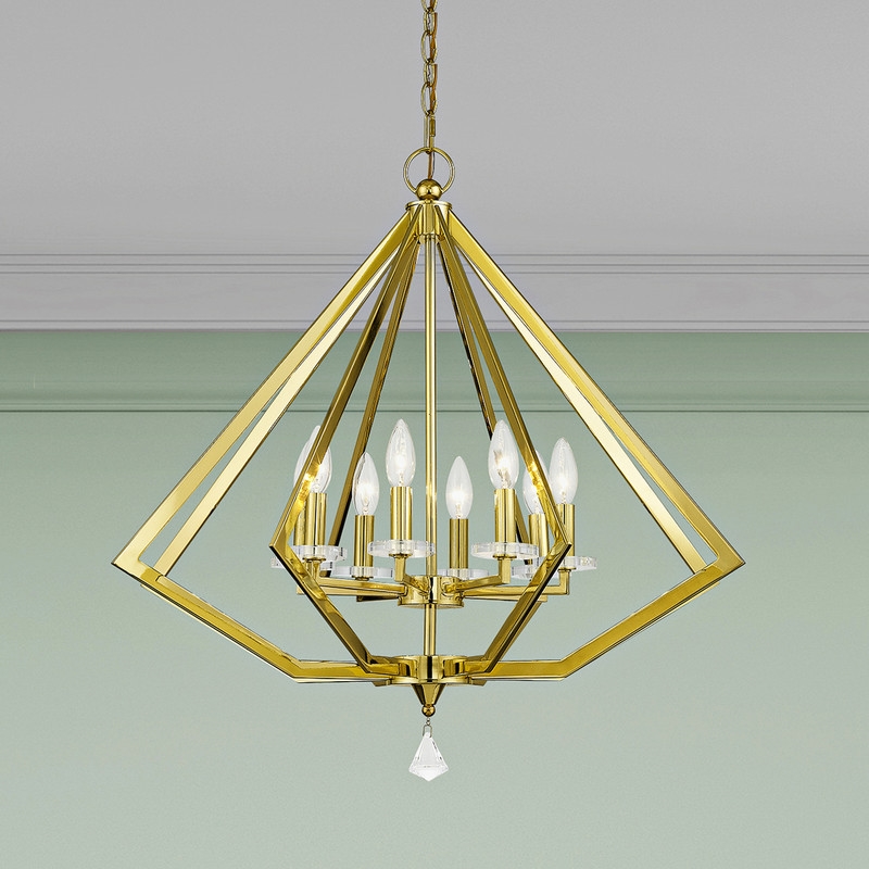 Livex Lighting Diamond 8 Light Chandelier in Polished Brass
