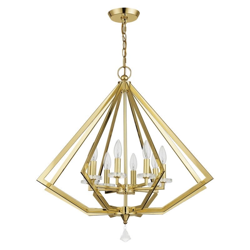 Livex Lighting Diamond 8 Light Chandelier in Polished Brass
