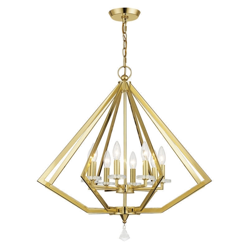 Livex Lighting Diamond 8 Light Chandelier in Polished Brass