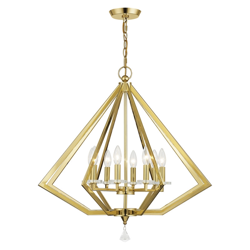 Livex Lighting Diamond 8 Light Chandelier in Polished Brass