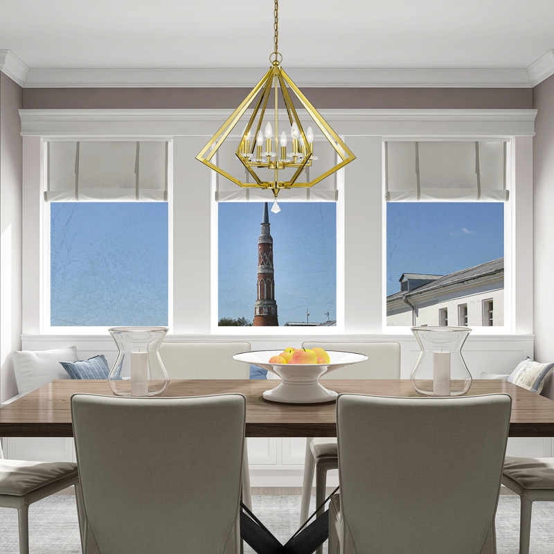 Livex Lighting Diamond 8 Light Chandelier in Polished Brass