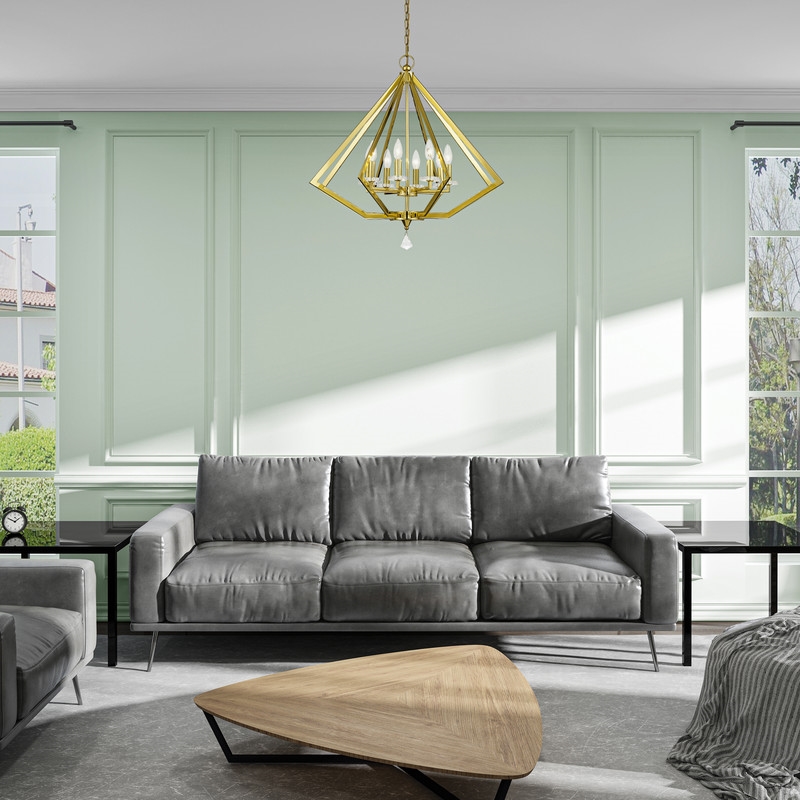 Livex Lighting Diamond 8 Light Chandelier in Polished Brass