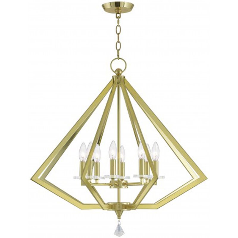 Livex Lighting Diamond 8 Light Chandelier in Polished Brass