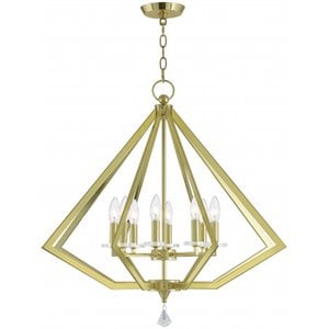 Livex Lighting Diamond 8 Light Chandelier in Polished Brass