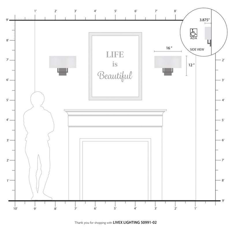 Livex Lighting Pierson 2 Light ADA Wall Sconce in Polished Brass