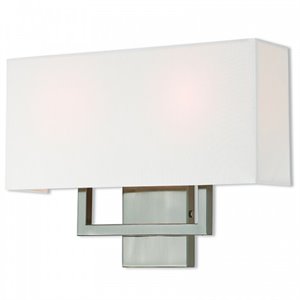 Livex Lighting Pierson 16&quot 2-Light Metal & Fabric Wall Sconce in Brushed Nickel