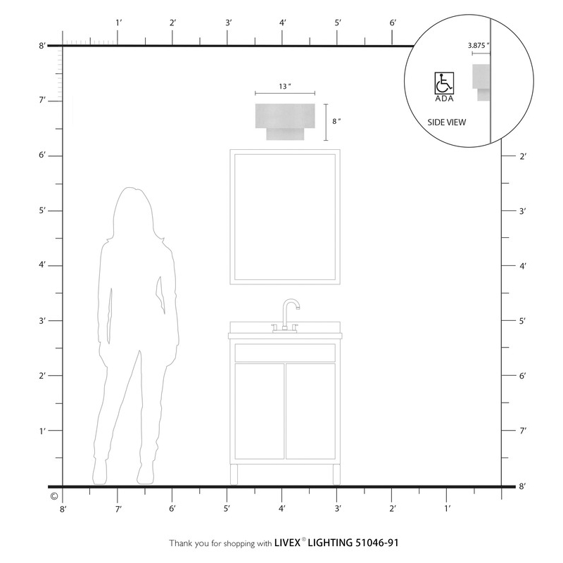 Livex Lighting Claremont 2 Light ADA Wall Sconce in Brushed Nickel