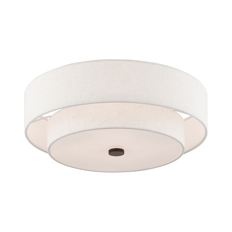 Livex Lighting Monroe 4-Light Metal/Fabric Ceiling Mount in English Bronze