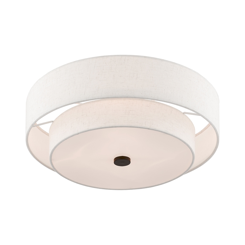 Livex Lighting Monroe 4-Light Metal/Fabric Ceiling Mount in English Bronze