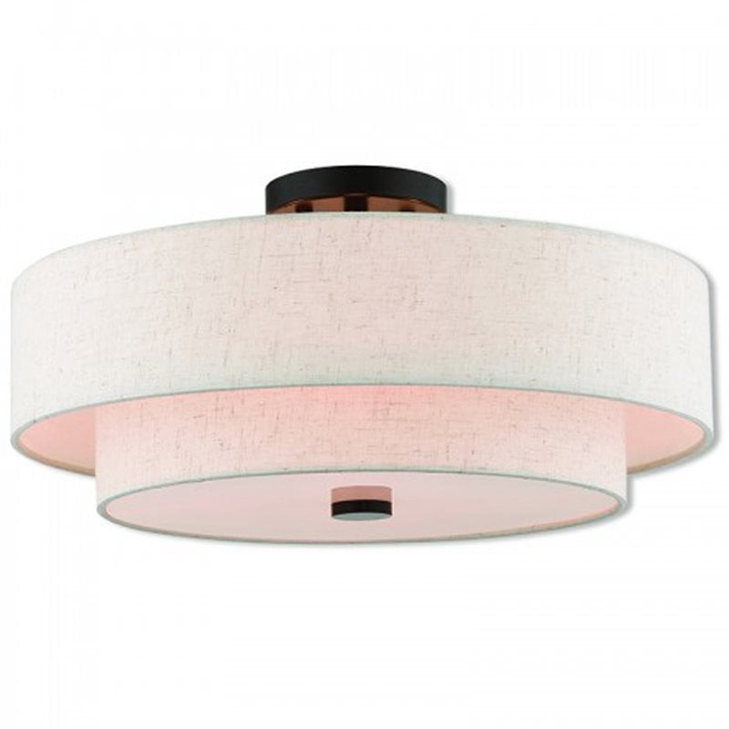 Livex Lighting Monroe 4-Light Metal/Fabric Ceiling Mount in English Bronze