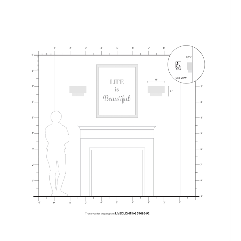 Livex Lighting 2-Light Metal & Fabric ADA Wall Sconce in English Bronze/Oatmeal