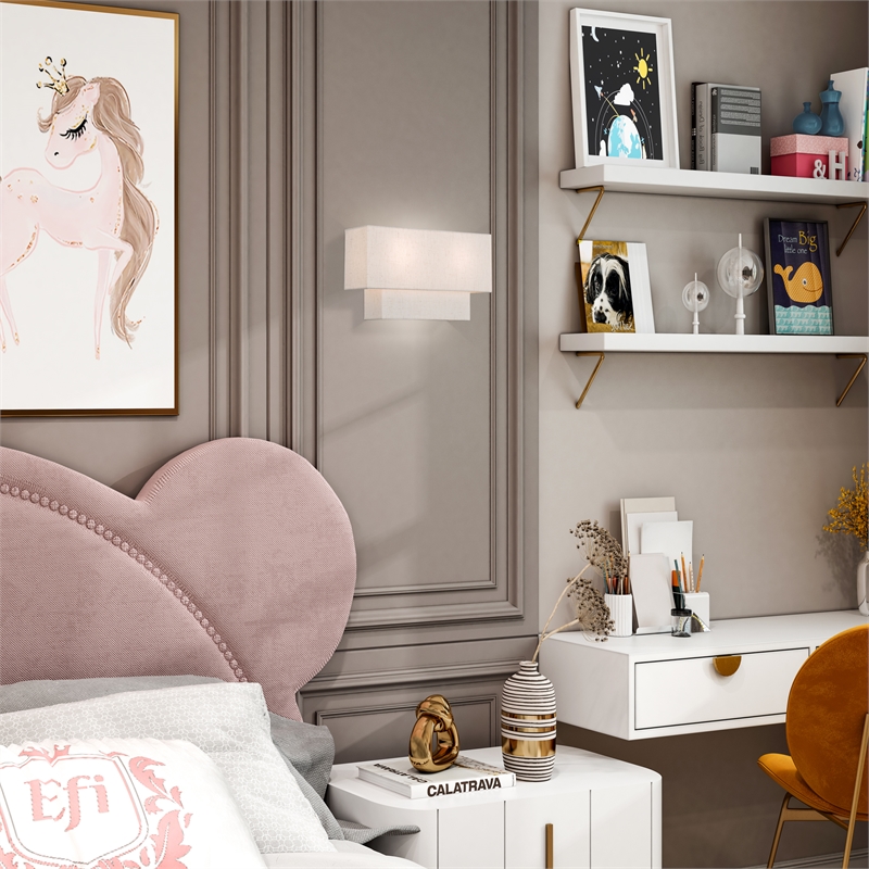 Livex Lighting 2-Light Metal & Fabric ADA Wall Sconce in English Bronze/Oatmeal