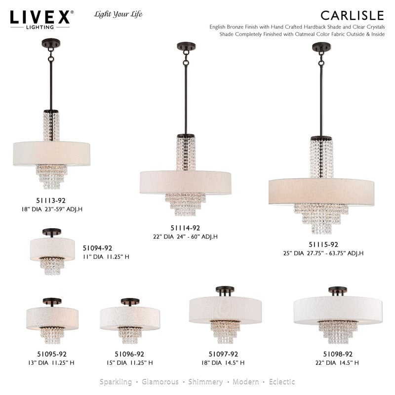 Livex Lighting Carlisle 5 Light Semi Flush Mount in English Bronze