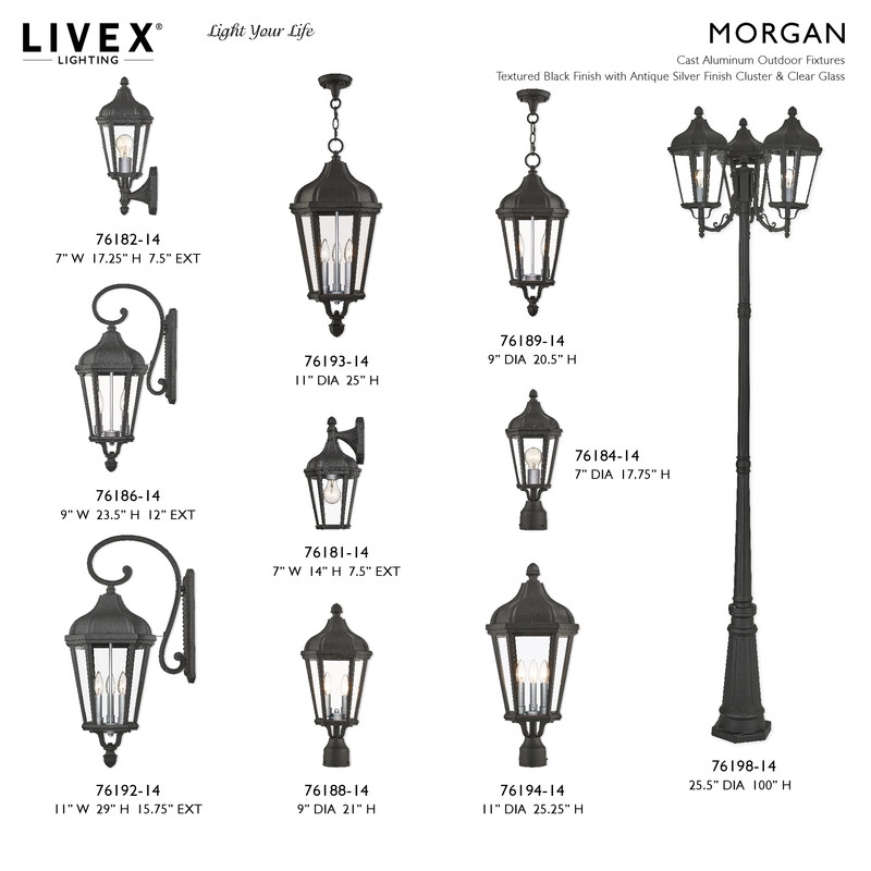 Livex Lighting Morgan 2 Light Outdoor Hanging Lantern in Textured Black