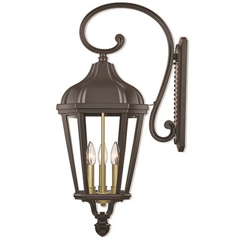Livex Lighting Morgan 3 Light Outdoor Wall Lantern in Bronze