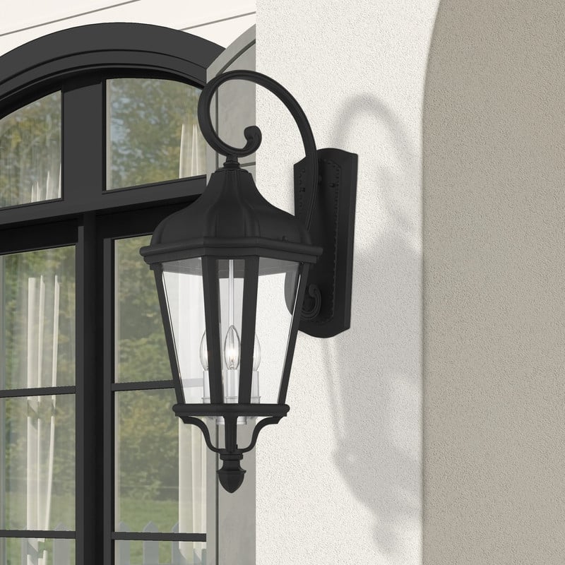 Livex Lighting Morgan 3 Light Outdoor Wall Lantern in Textured Black