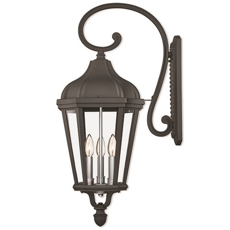 Livex Lighting Morgan 3 Light Outdoor Wall Lantern in Textured Black