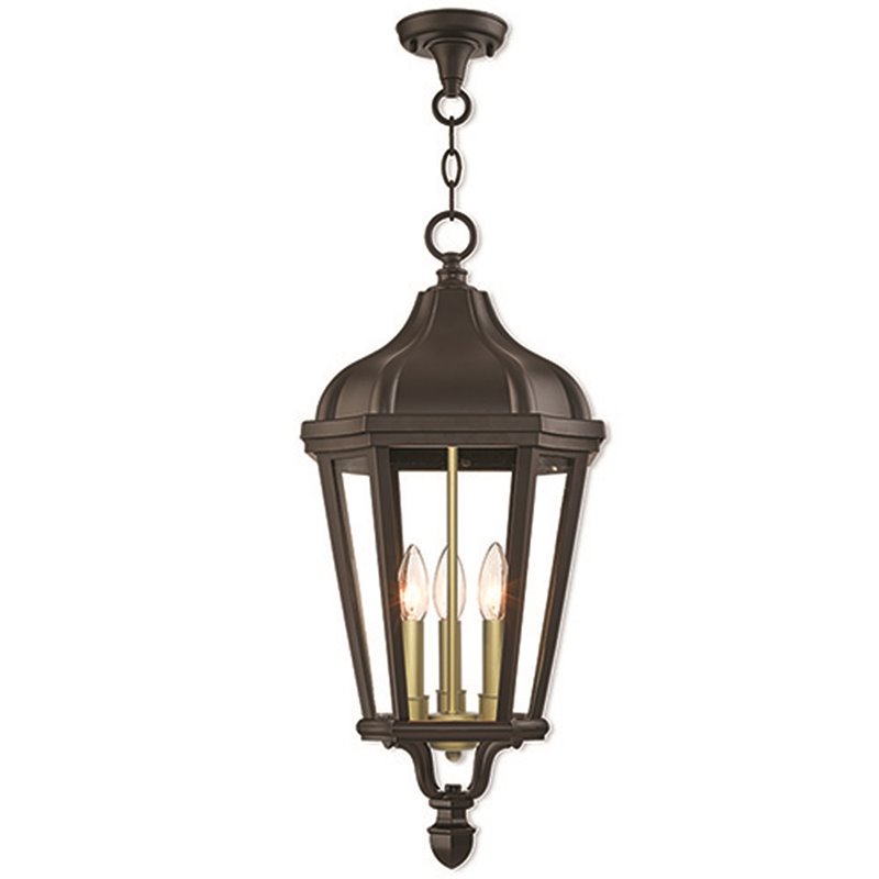 Livex Lighting Morgan 3 Light Outdoor Hanging Lantern in Bronze