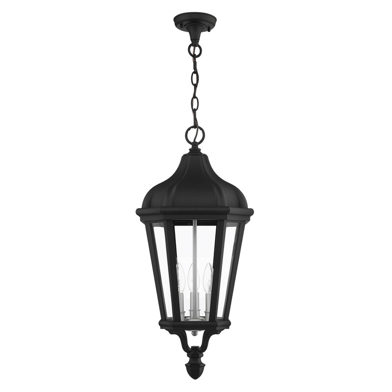 Livex Lighting Morgan 3 Light Outdoor Hanging Lantern in Textured Black