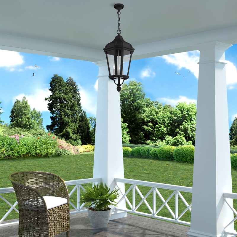 Livex Lighting Morgan 3 Light Outdoor Hanging Lantern in Textured Black