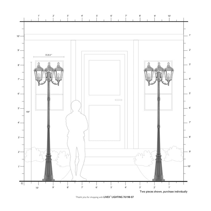 Livex Lighting Morgan 3 Light Outdoor Post Lantern in Bronze