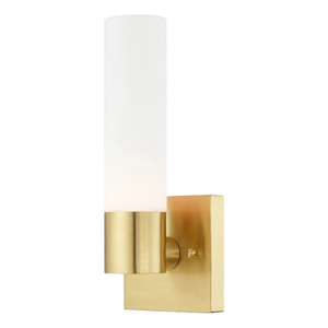 Livex Lighting Aero 1-Light Twist Lock Glass/Metal Wall Sconce in Satin Brass