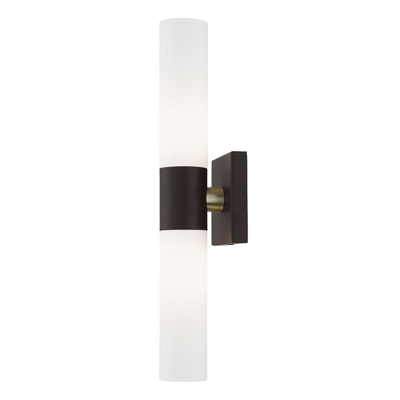 Livex Lighting Aero 2-Light Twist Lock Metal ADA Vanity Sconce in Bronze